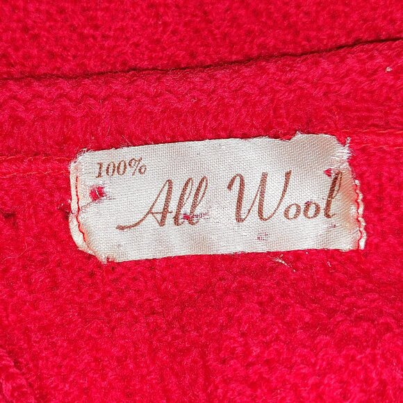 Pure Vintage 100% Wool 1940s-1950s Red Long Sleeve Cardigan Sweater - Picture 11 of 11